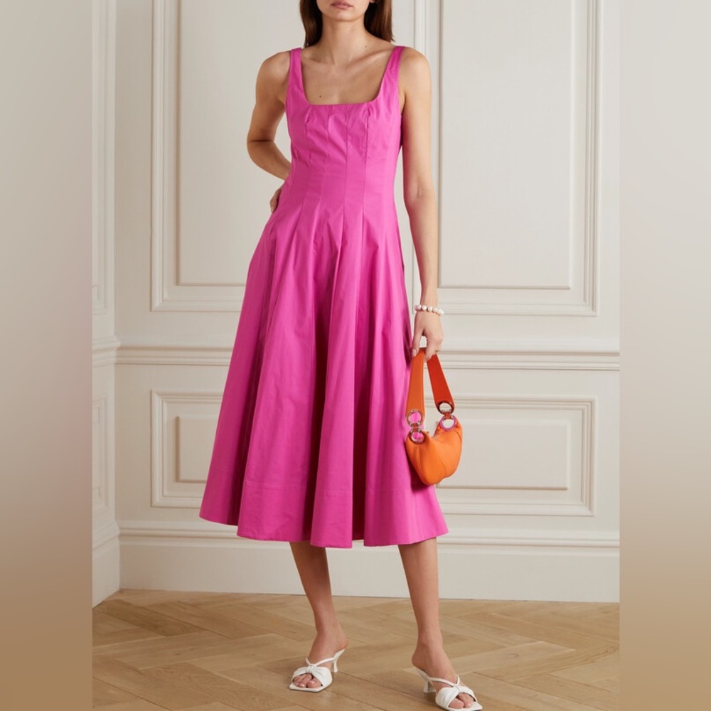 Staud pink midi dress, size 2.
